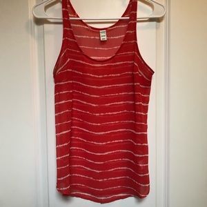 Coral Red and White Striped Tank Top